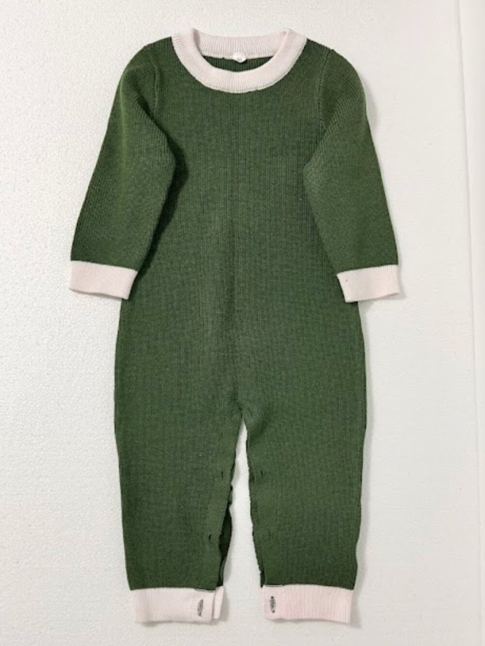 Baby Knit Romper Sage Green Soft Ribbed One Piece Infant Outfit Size 90